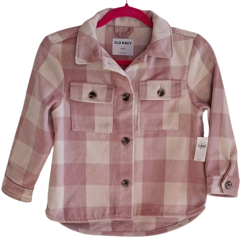 Old Navy Kids Button Down Shirt in Pink and White Plaid